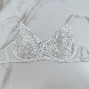 VTG Y2K Underscore White Lace Full Coverage Unlined Underwire Bra, Sz 36B
